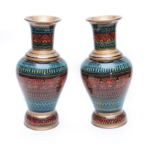 Lacquer Art <b>Vase</b> Pair <b>Set</b> of 2 Pieces - Product Image 1