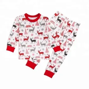 Pyjama de noël imprimé renne pour enfant, vêtements de nuit, personnalisés, vente en gros, nouvelle collection