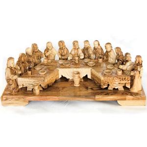 Décoration d'intérieur religieuse en bois d'olivier sculpté, La Cène - Product Image 1