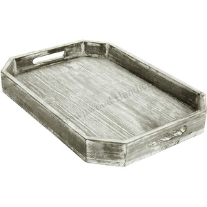 Plateau de service en bois ivoire fait à la main en forme d'octogone naturel avec poignées pour servir et décorer une vente chaude à bas prix - Product Image 1