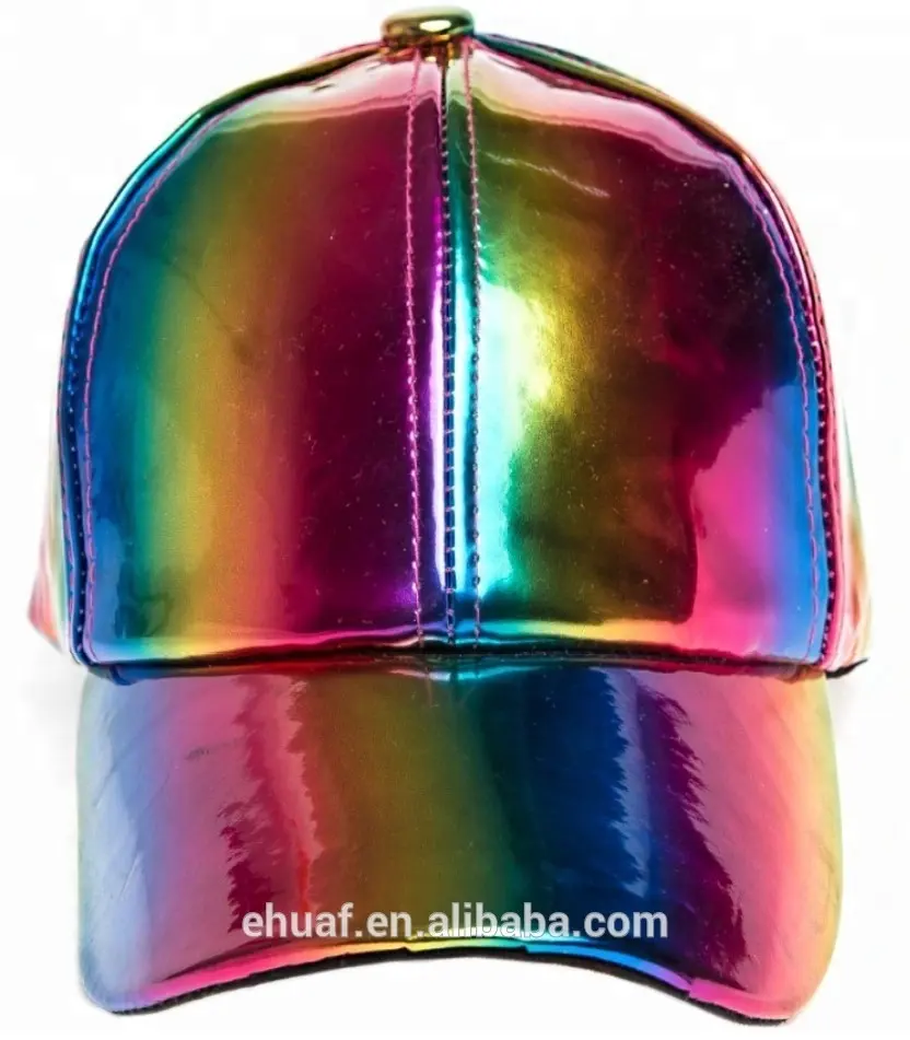 Nueva moda popular adulto caliente al por mayor impermeable actuando baile brillante láser Arco Iris gorra de béisbol sombrero
