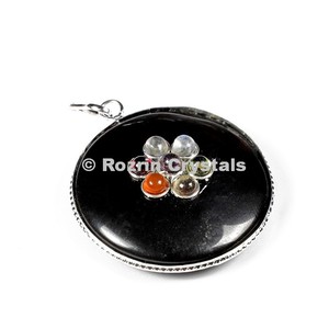 Colgantes de disco de Chakra de piedra negra, novedad - Product Image 1