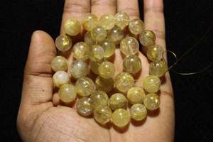 <b>Golden</b> <b>Rutilated</b> <b>Quartz</b> Smooth Plain Round Shape Loose Gemstone Beads Price Per Carat Jewelry Making Natural Amazing Quality - Product Image 2