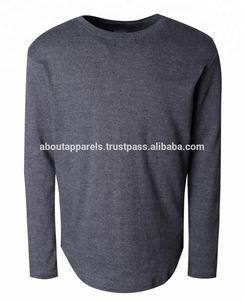 Camiseta transpirable con dobladillo curvo liso para hombre con palangre personalizada de algodón con cuello en V a bajo precio al por mayor a granel - Product Image 3