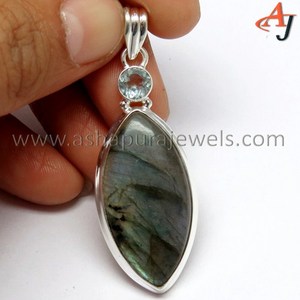 Real Beauty Blue Labradorite Blue topaze 925 Sterling Silver gemmes Silver Jewelry Fashion Silver Jewelry - Product Image 5