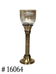 Bougeoir Pilier en Métal Doré et Verre Argenté Fait Main - Product Image 3