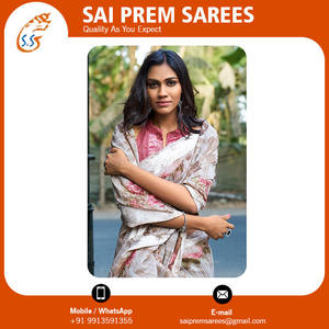 Estilo indio Diseñador de calidad superior para mujer Sari Algodón Seda Sari Party Wear Sari a bajo precio - Product Image 4