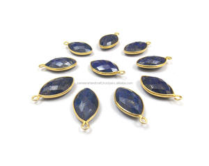 Connecteur de lunette en pierre précieuse en forme de marquise en Lapis Lazuli naturel - Product Image 5