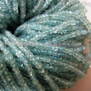 Perles de pierres précieuses à facettes de forme ronde en aigue-marine bleue - Product Image 3
