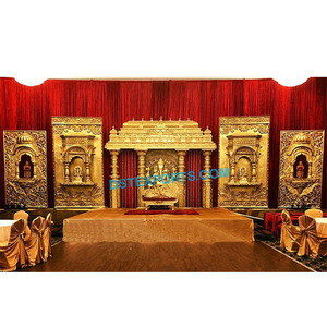 De Sri Lanka boda Manavarai Mandap conjunto boda Organizacion de fabricante de la boda de oro tallado Mandap Decoración - Product Image 1