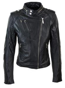 Cổ Điển <span class=keywords><strong>Biker</strong></span> Phụ Nữ Phong Cách Áo Khoác Da Mới Ưa Thích Womens Da Cừu <span class=keywords><strong>Biker</strong></span> Áo Khoác Với Sọc Trang Trí <span class=keywords><strong>Made</strong></span> Trong Pakistan - Product Image 3