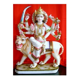 Handmade Pure Marble Maa Durga Sculpture For Home And Temple