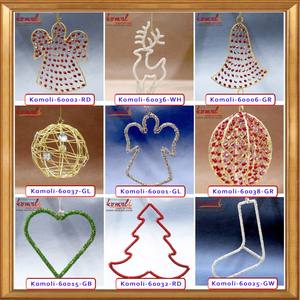 Fil perlé suspendu métal plat ornements de Noël 2024 ange - Product Image 6