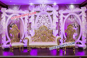 Escenario de fondo de fibra blanca moderna para bodas asiáticas y occidentales de Londres, decoraciones de boda - Product Image 3