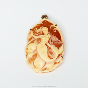 Pendentif de conception de sirène de haute qualité fait à la main coquille cornaline sardonix camées pierre précieuse naturelle sculptée pierres précieuses en vrac - Product Image 1