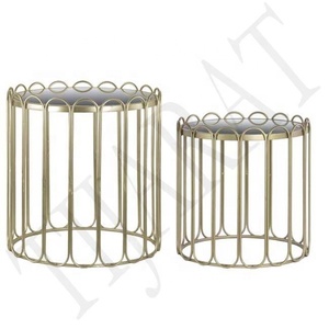 TABLE basse dorée de style européen avec haut en verre, TABLE de chevet moderne, offre spéciale - Product Image 2