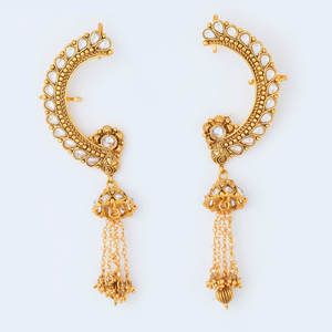 ต่างหู14993_White ชุบทองโบราณแบบทำมือส่งออกส่วนประกอบหลักของเพทายโดยตรงสำหรับเป็นของขวัญ - Product Image 1