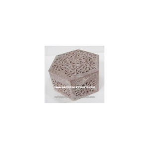 Soapstone Carved Octagonal Jewelry <b>Box</b> <b>Gift</b> - Product Image 1