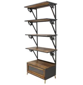 Bibliothèque de conception industrielle moderne antique Meubles réglables en bois et en fer pour le salon à la maison - Product Image 2