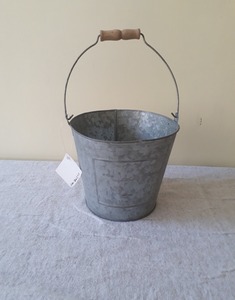 Cubo redondo galvanizado con asa, cubo de metal con asa - Product Image 1