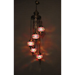 Ypersonnalisé — lustre en verre en mosaïque turque, 5 pièces, Chandelier traditionnel turc, sans 2 nuances - Product Image 2