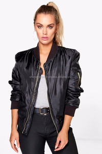 Chaqueta Bomber no tejida de satén de invierno con diseño bordado recién impreso Servicio OEM de nailon 100% disponible Impermeable a prueba de viento - Product Image 6