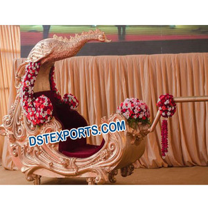 รถพ่วงงานแต่งงานอินเดียแบบนกยูง รถพ่วงงานแต่งงานสวยงามทันสมัย รถพ่วงไม้แกะสลักลายนกยูง - Product Image 1