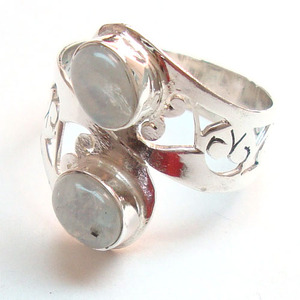Arc-en-ciel pierre de lune 925 argent sterling midi anneaux éternité bagues de fiançailles mariage éternité vermeil bijoux poinçonnés - Product Image 2