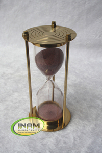 Handmade Unique Designer Brass Nautical Sand <strong>Timer</strong> Wedding Occasion Hourglass with Stainless Steel Sand Clock - Product Image 2