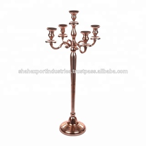 Candélabre de sol à 5 bras plaqué cuivre bougeoirs en métal lanternes et bocaux pour mariages maison décorations de noël et de pâques - Product Image 4