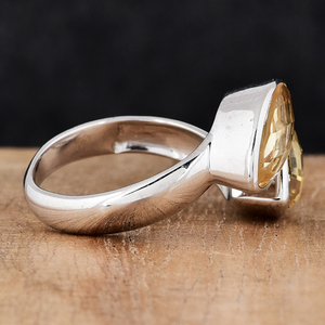 925 Sterling Silver Adjustable <b>Ring</b> Yellow Citrine <b>Quartz</b> Natural Gemstone Silver Plated for Wedding Engagement Party Unisex - Product Image 3