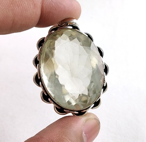 Pierre précieuse en Quartz de citron naturel plaqué argent, forme ovale, pendentif en argent Sterling 925, bijoux pour femmes, cadeau mignon, vente en gros - Product Image 4