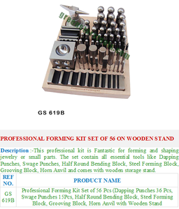 Juego de herramientas de joyería profesional GS 619B, juego de 56 herramientas de dapping y formación en soporte de madera para joyeros de GREEN STARS SA PVT LTD - Product Image 2
