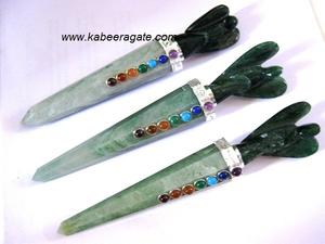 Varitas curativas de piedras preciosas, venta al por mayor, verde, Aventurina, Ángel curativo - Product Image 2