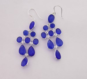 Memoria Jewels Natural Blue Onyx Gemstone 925 <b>Solid</b> Sterling <b>Silver</b> Handmade Women Wedding Drop Dangle Earrings Jewelry for - Product Image 3