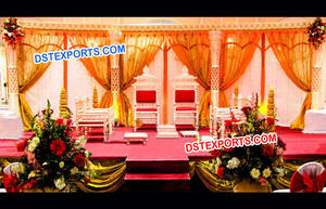 Escenario de matrimonio moderno de estilo histórico, decoración de escenarios de boda india por fabricantes de renombre - Product Image 4