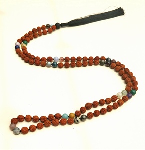 Collier Mala de perles de prière bouddhiste Rudraksha 108, pierres de cristal de guérison, pierres naturelles, offre spéciale - Product Image 6