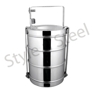Steel Tiffin Lunch Box With Handle Stainless Steel Tiffin <b>Set</b> Lunch Box Food Container Multi Layers School - Product Image 4