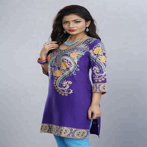 2018 nuevo diseño impreso Crepe Kurti - Product Image 4
