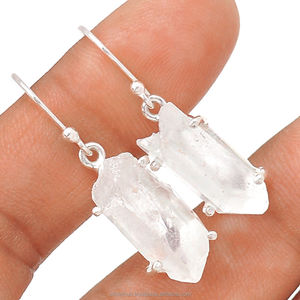 ชุดง่ามประดับคริสตัลควอตซ์สีเงินสเตอร์ลิง925ไม่เหมือนใครต่างหูแบบห้อยสำหรับเป็นของขวัญวันเกิดผู้จำหน่ายขายส่ง ODM - Product Image 1