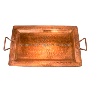 Bandeja Redonda Ecológica de Cobre con Asa de Latón, Tamaño Personalizado Disponible para Decoración de Hotel/Restaurante/Hogar - Product Image 6