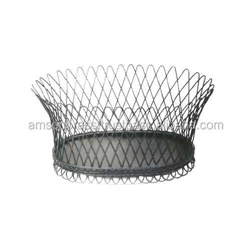 Black Iron Wire Basket Oval Shape Planter Basket for Flower
