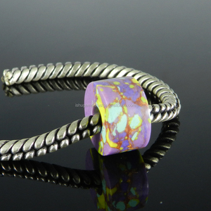 14x8x5mm smooth tyre beads - Synthetic purple mohave turquoise - Gemstone big hole beads - european beads for <b>bracelet</b> - IG0144 - Product Image 6