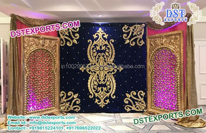 Glossy <b>Embroidered</b> Mehraab Style Wedding Backdrop Mehandi Stage Backdrop <b>Curtains</b> Indian Wedding Arch Type Backdrop <b>Curtain</b> - Product Image 5