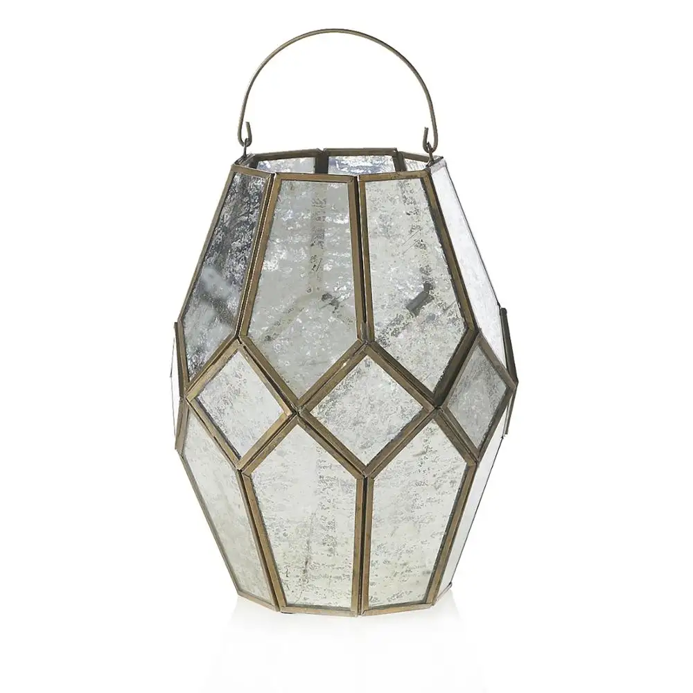 Mercury Hurricane Glass Lanterns Logam dan Lentera Kaca, Kaca Antik Lentera Emas Sampel Logam Tersedia Dekorasi Liburan Bening