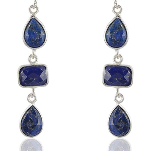 Pendientes simples colgantes de piedras preciosas para mujer diseñador 925 conjunto de bisel de plata esterlina sólida lapislázuli pendiente regalo de boda joyería - Product Image 1