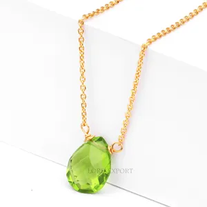 Mới Nhất Thiết Kế Màu Xanh Lá Cây Peridot Thạch Anh Mạ Vàng Sterling Bạc August Birthstone Phù Dâu Món Quà Cá Nhân Vòng Cổ Cho Vợ