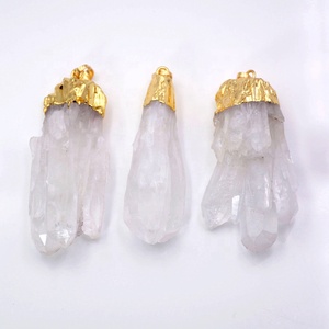Natural <strong>Quartz</strong> Ice Cluster White Crystal Pendant Druzy <strong>Clear</strong> Raw Rough Stone Point Plated Unisex Jewellery <strong>Necklace</strong> - Product Image 3
