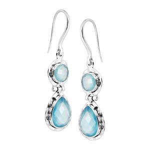 Boucles d'oreilles en argent sterling 925 faites à la main avec topaze bleue Sertissage de lunette unique pour fêtes, mariages et cadeaux - Product Image 2