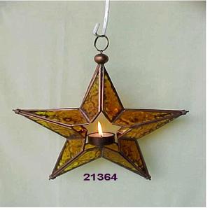Black Iron <b>Tealight</b> <b>Holder</b> Star Shape Antique Metal & Glass Hanging Lantern Handmade Christmas Home Decoration - Product Image 2